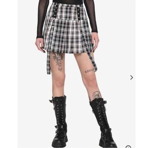 Hot Topic Pleated Plaid Suspender Mini Skirt Small